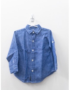 camisa manga larga celeste lino
