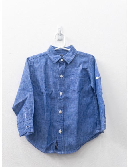 camisa manga larga celeste lino
