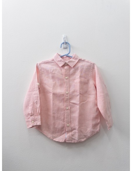 camisa manga larga rosada lino