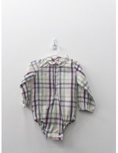 camisa body cuadros concho de vino, gris y verde