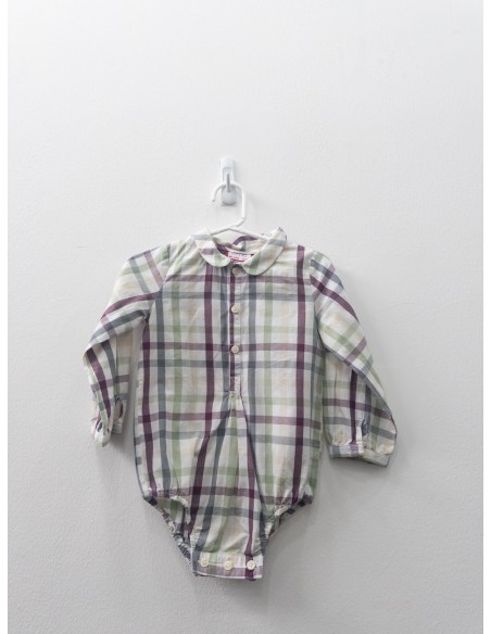 camisa body cuadros concho de vino, gris y verde