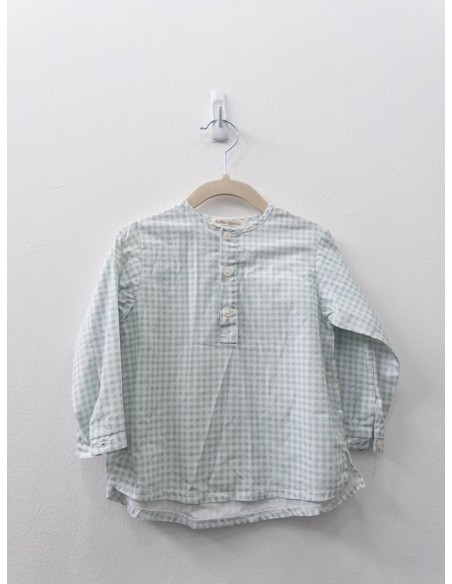 camisa manga larga cuadros menta