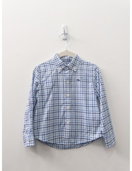 camisa performance cuadros azules y celestes