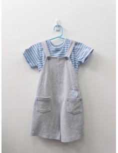 set camiseta rayas azules y celestes con enterizo gris de caballo de mar