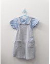 set camiseta rayas azules y celestes con enterizo gris de caballo de mar