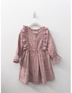 vestido rosado bolas blancas