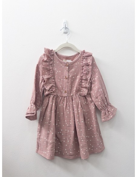 vestido rosado bolas blancas