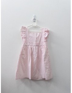 vestido rosado dibujos blancos