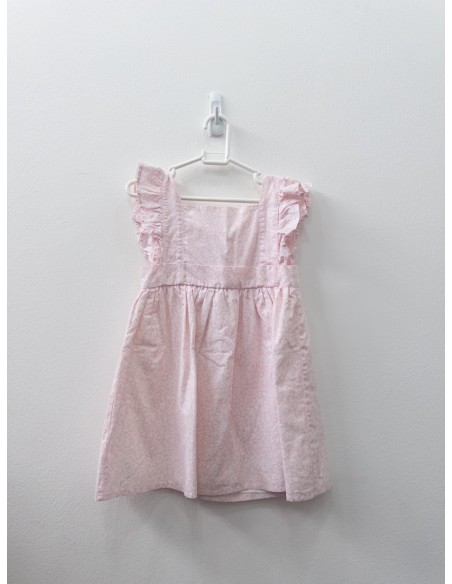 vestido rosado dibujos blancos