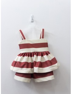 set rayas beige y concho de vino