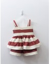set rayas beige y concho de vino