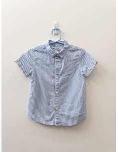 camisa manga corta rayas celestes