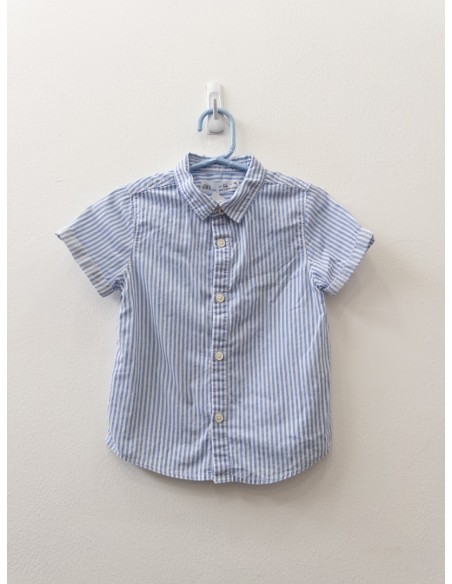camisa manga corta rayas celestes