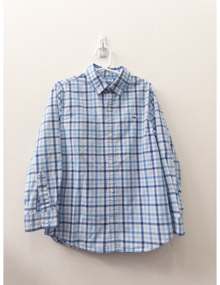 camisa manga larga cuadros azules y celestes