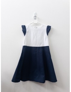 vestido mitad azul y blanco