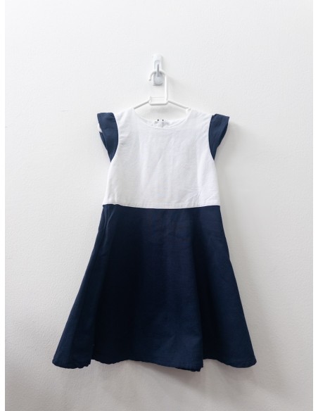 vestido mitad azul y blanco