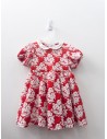 vestido rojo con flores blancas