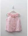 top rosa con bolas blancas