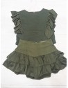 set falda verde 5t (corre pequena) y top 3t