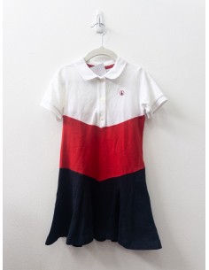 vestido tipo polo bloques blanco, rojo, azul