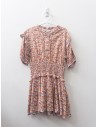 vestido blanco con flores mostaza y concho de vino