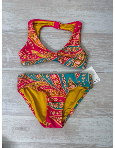 bikini turquesa con rosado