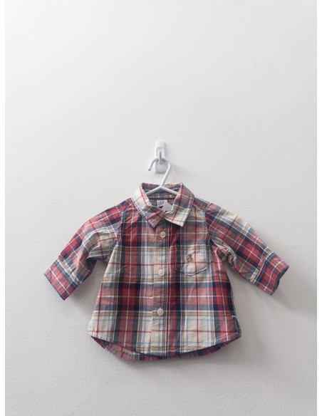 camisa cuadros rojos y beige