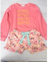 set pijama short rosado con helados y sweater rosado las letras doradas