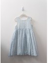 vestido lino celeste con polka dots blancos