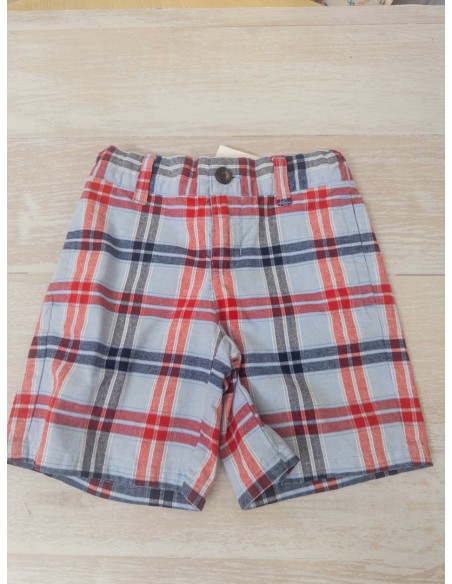 short cuadros rojos y celestes