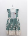 vestido verde con detalles beige