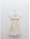vestido lino beige con bordado flores