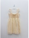 vestido amarillo patito con rayas rosadas