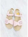 sandalias cuadros rosados con blancos