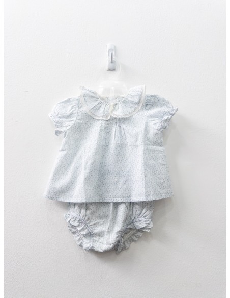 set blusa y calzon blanco con flores celestes