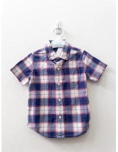 camisa cuadros azules con blanco y rojo