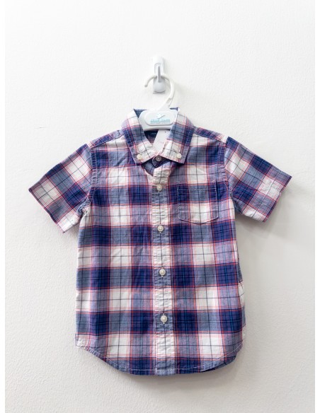camisa cuadros azules con blanco y rojo