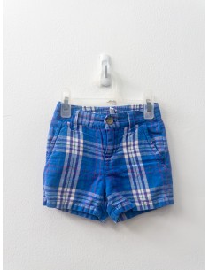 short azul con cuadros