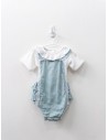 set enterizo blanco con romper cuadros turquesas