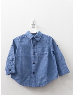 camisa lino azul