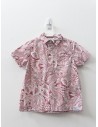 camisa roja con beige hojas