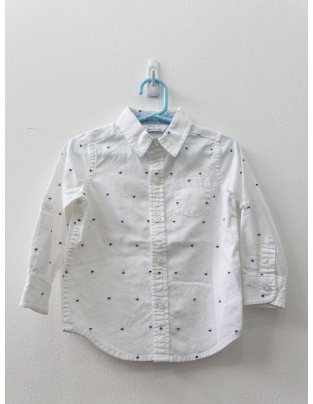 camisa manga larga blanca con palmeras