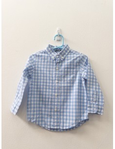 camisa manga larga cuadros celestes y blancos