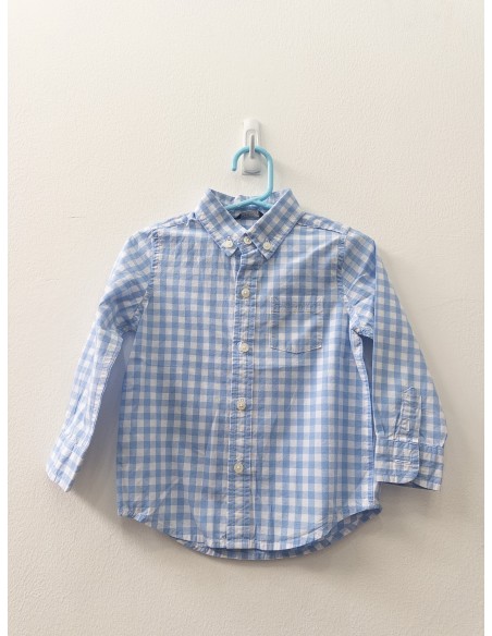 camisa manga larga cuadros celestes y blancos