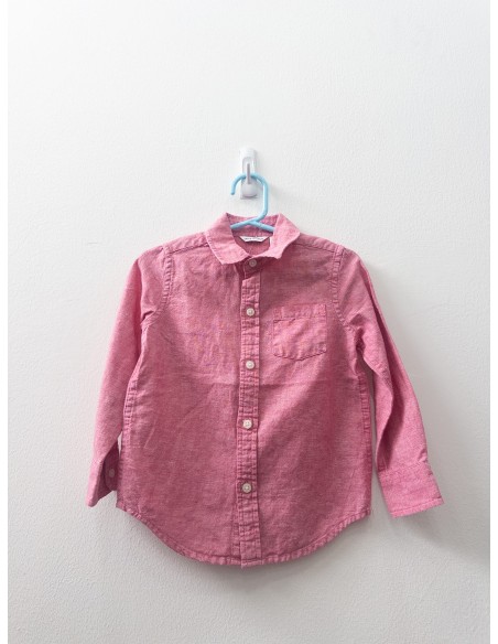 camisa manga larga lino rosada