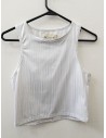 top blanco con rayas plateadas