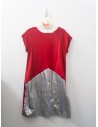 vestido rojo con plateado