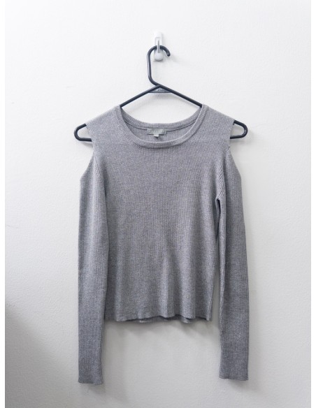 top manga larga con huecos plateado