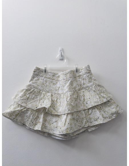 set falda brocada verde con blanco y top, nuevo