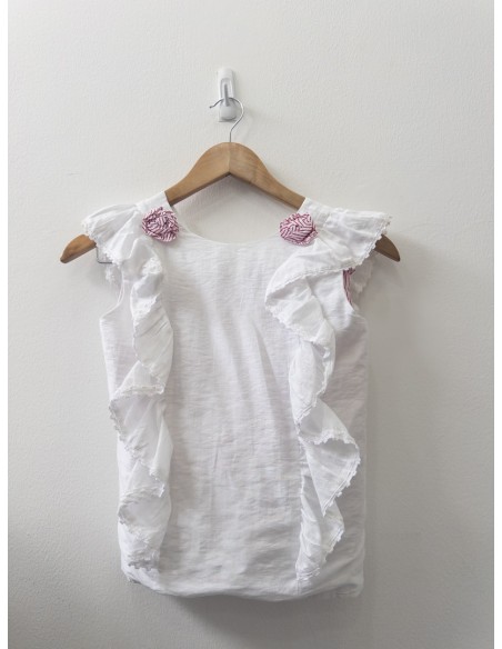set falda rayas rojas con blusa blanca